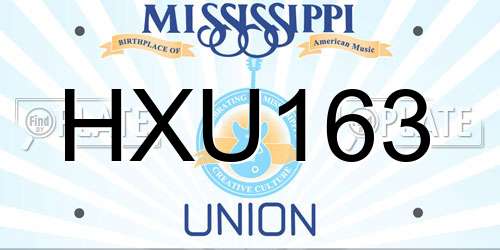 HXU163 Mississippi License Plate