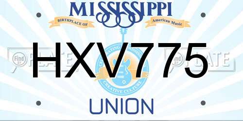 HXV775 Mississippi License Plate