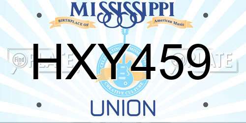 HXY459 Mississippi License Plate