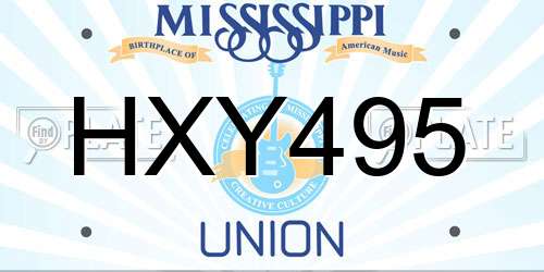 HXY495 Mississippi License Plate
