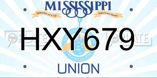 HXY679 Mississippi License Plate