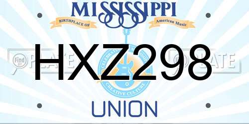 HXZ298 Mississippi License Plate