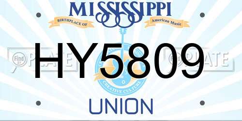 HY5809 Mississippi License Plate
