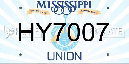 HY7007 Mississippi License Plate