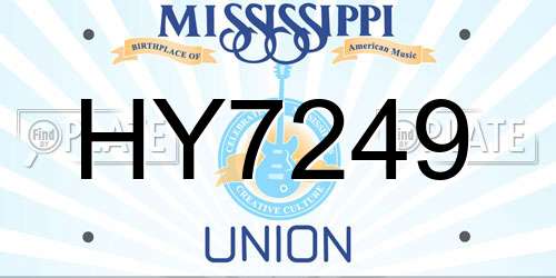 HY7249 Mississippi License Plate