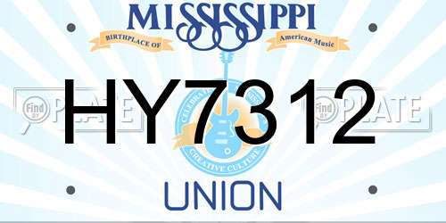 HY7312 Mississippi License Plate