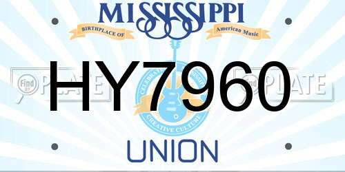 HY7960 Mississippi License Plate