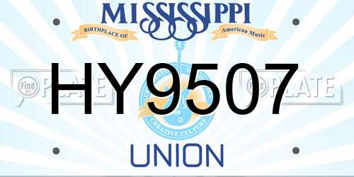 HY9507 Mississippi License Plate