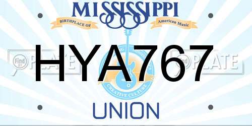 HYA767 Mississippi License Plate