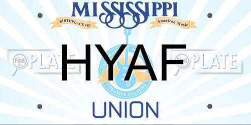 HYAF Mississippi License Plate