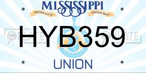 HYB359 Mississippi License Plate