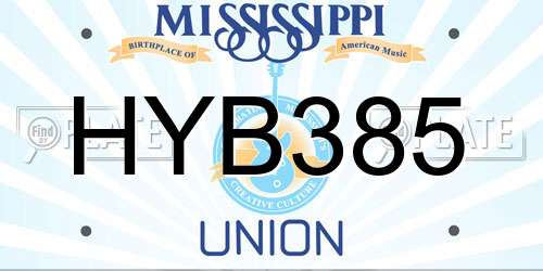 HYB385 Mississippi License Plate