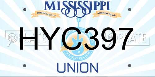 HYC397 Mississippi License Plate