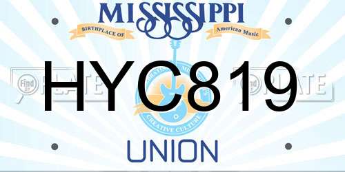 HYC819 Mississippi License Plate