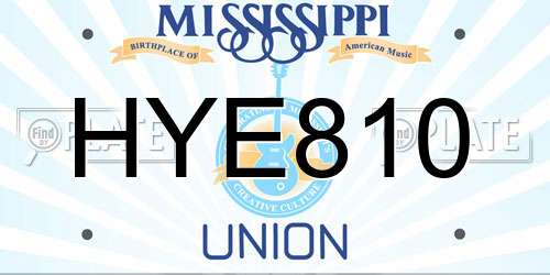 HYE810 Mississippi License Plate