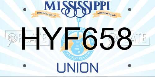 HYF658 Mississippi License Plate