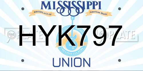 HYK797 Mississippi License Plate