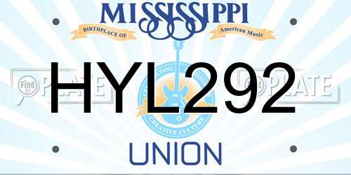 HYL292 Mississippi License Plate