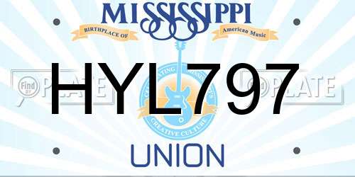 HYL797 Mississippi License Plate