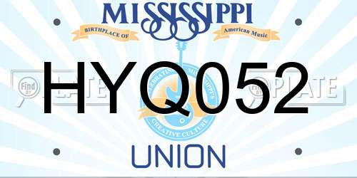 HYQ052 Mississippi License Plate