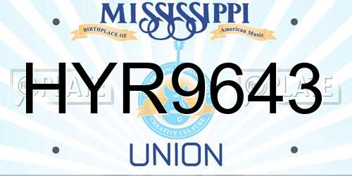HYR9643 Mississippi License Plate