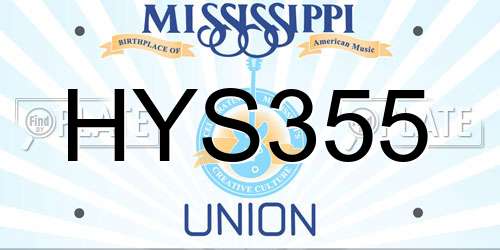 HYS355 Mississippi License Plate