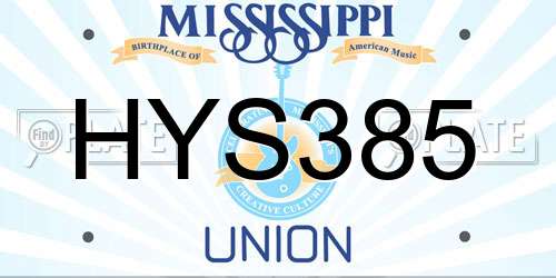 HYS385 Mississippi License Plate