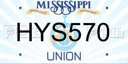HYS570 Mississippi License Plate