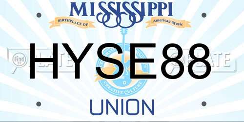 HYSE88 Mississippi License Plate