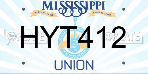 HYT412 Mississippi License Plate