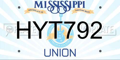 HYT792 Mississippi License Plate