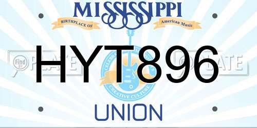 HYT896 Mississippi License Plate