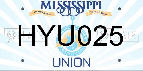 HYU025 Mississippi License Plate