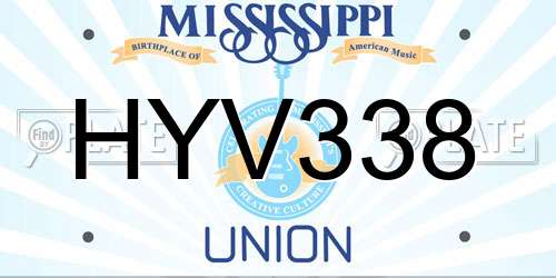 HYV338 Mississippi License Plate