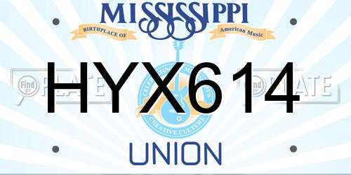 HYX614 Mississippi License Plate