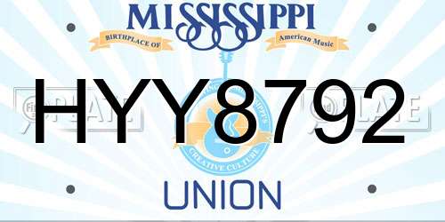 HYY8792 Mississippi License Plate
