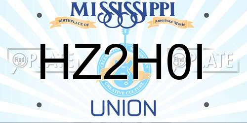 HZ2H0I Mississippi License Plate