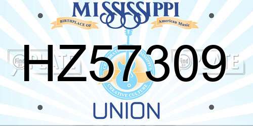 HZ57309 Mississippi License Plate