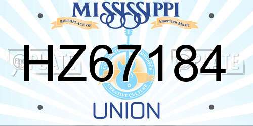 HZ67184 Mississippi License Plate