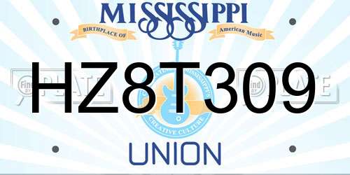 HZ8T309 Mississippi License Plate