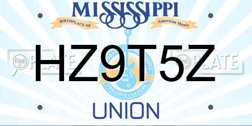HZ9T5Z Mississippi License Plate