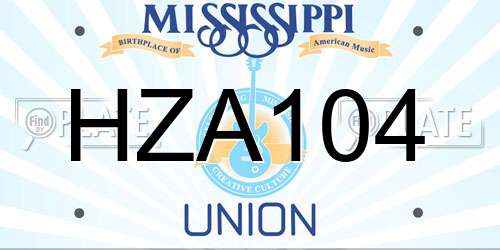 HZA104 Mississippi License Plate