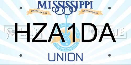HZA1DA Mississippi License Plate