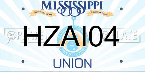 HZAI04 Mississippi License Plate
