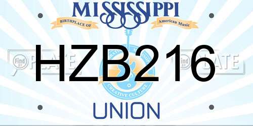 HZB216 Mississippi License Plate