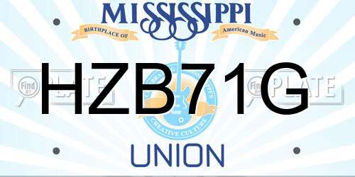 HZB71G Mississippi License Plate