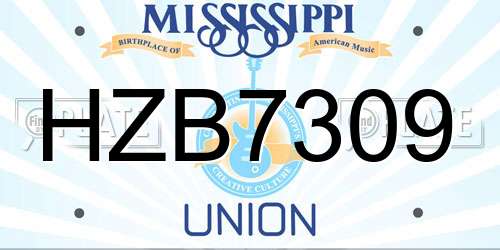 HZB7309 Mississippi License Plate