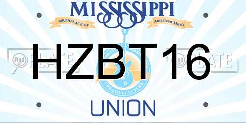 HZBT16 Mississippi License Plate