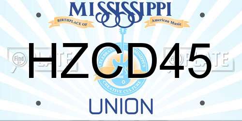 HZCD45 Mississippi License Plate