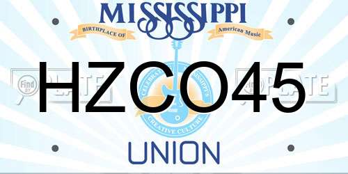 HZCO45 Mississippi License Plate